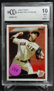 lot 96 image: BCCG GRADED GEM MINT 10 - 2011 Topps Baseball Tim Lincecum #590 Giants