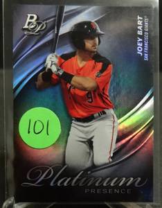 lot 101 image: ROOKIE - 2019 Bowman Platinum Joey Bart Platinum Presence Rookie Rc (Giants) PP-6
