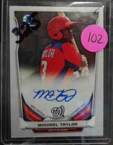lot 102 image: AUTOGRAPHED - 2014 Bowman Chrome Auto Michael Taylor Autograph Nationals BCAP-MTA