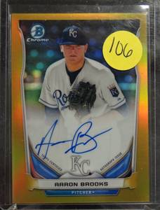 lot 106 image: RARE LIMITED ON CARD AUTO (4250) - 2012 BOWMAN CHROME BB - GOLD REFRACTOR - #BCP176 AARON BROOKS #4950