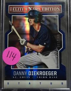 lot 114 image: LIMITED DIE CUT (63100) - 2014 Panini Elite Extra Edition Status Blue Die-Cuts 100 Danny Diekroeger #52