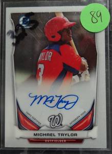 lot 89 image: AUTOGRAPHED - 2014 Bowman Chrome Auto Michael Taylor Autograph Nationals BCAP-MTA