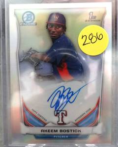 lot 286 image: LIMITED AUTOGRAPH (156500) - 2014 Bowman Chrome Prospect Autographs Refractors #BCAPAB Akeem Bostick Auto500
