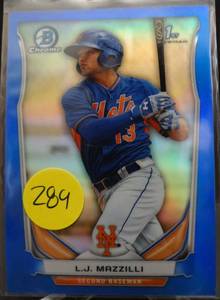 lot 289 image: LIMITED (137250) - 2014 Bowman Chrome Prospects Series 2 Blue Refractors #BCP92 L.J. Mazzilli 250
