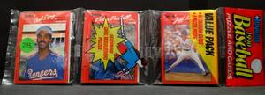 lot 293 image: 1990 DONRUSS RACK PACK - 48 CARDS9 PUZZLE PIECES
