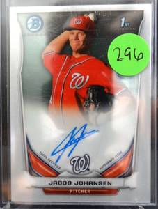 lot 296 image: 2014 Bowman Chrome Prospect Autographs Jacob Johansen Washington Nationals