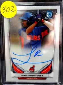 lot 302 image: ON CARD AUTOGRAPH - 2014 Bowman Chrome Luigi Rodriguez #BCAP-LR AUTO Rookie Card-INDIANS