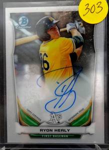 lot 303 image: ON CARD AUTOGRAPH - 2014 Bowman Prospect Autographs Chrome Rookie Ryon Healy Auto