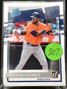 lot 307 image: RATED ROOKIE - Yordan Alvarez RC 2020 Donruss Baseball Card Rated Rookie #45 Astros