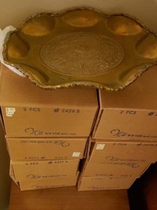 lot 169 image: Copper Platter and 16 Matching Metal Goblets (W.A. New York Made in Italy #2426 S)