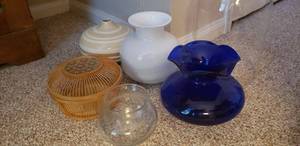 lot 127 image: Collection of Vases, Basket with Lid and Fresh Flower Pottery Ikebana