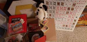 lot 141 image: Poker Card and Chip Set, Dominoes, Yahtzee, Checker Board, Sequence and more