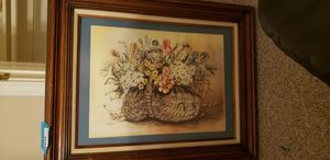 lot 160 image: Lorraine Brewer Watercolor Print Basket with Flowers