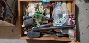 lot 222 image: Tools in Box 12 Pliers, Wrench, Paint Rollers and More
