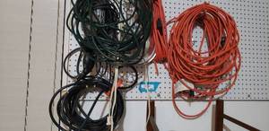 lot 244 image: Extension Cords and Portable Hanging Work Lights