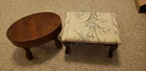 lot 250 image: Two Wooden Foot Stools One is Upholstered