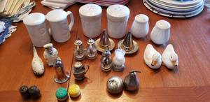 lot 23 image: Salt and Pepper Shakers, Some Sterling Silver and Ceramic