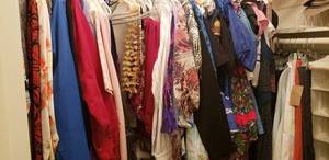 lot 96 image: Mens and Ladies Clothes Includes Square Dance Outfits, Coldwater Creek, Winner Mate, Tropical Palm and Drapers & Damons