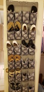 lot 98 image: Over the Door Shoe Rack and Shoes Size 8 12 Michelle D, Life Stride, and White Mt.
