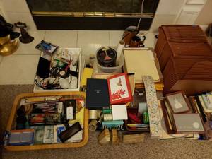 lot 191 image: Office Desk Items as shown Includes Garmin, Bookends, stationery and more