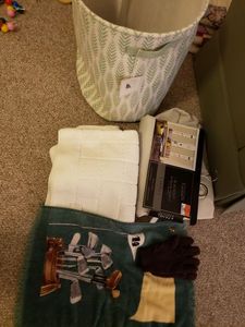 lot 192 image: Kenton Grey Laundry Bag and Edison Blackout Window Panels (4 Panels 38x84 still in Packaging)