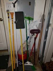 lot 198 image: Light Changers, Mops, Swiffer, Buckets as shown