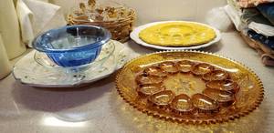 lot 52 image: Muffin Tin, Glass Serving Bowls,  Various Egg Serving Platters and More