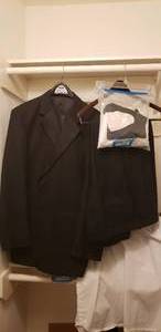 lot 99 image: Mens Tuxedo Giorgio Fioelli Uomo Includes Caravelli Pants Size 38, Shirt Size 17-17 12, 3435, Jacket Size Approx. 48, Cummerbund, Bowtie, Hankie