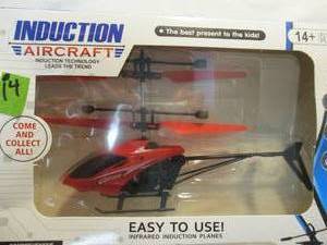 lot 14 image: Mini RC Hand Induction Helicopter Remote Control, Flashing Light, USB Charged
