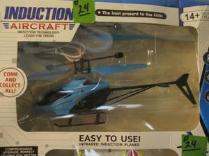 lot 24 image: NEW-Mini RC Hand Induction Helicopter Remote Control, Flashing Light, USB Charged