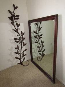 lot 105 image: Large wall mirror approx. 36 tall and wall decor