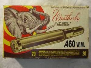 lot 41 image: Weatherby .460 W.M. Ultra Velocity Rifle Cartridges-Box Of 20, #11161