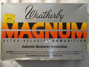 lot 44 image: Weatherby-300 Weatherby Magnum, Ultra-Velocity-Nosler Rifle Cartridges-Box Of 15, # UNA182017663