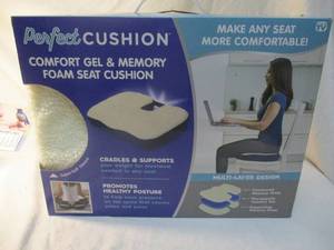 lot 70 image: Perfect Cushion, Comfort Gel & Memory Foam Seat Cushion-Unused-In Box