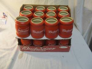 lot 81 image: Vintage Case of 24-Budweiser King Of Beers, Beer Can Tuffoams Koozies-Unused