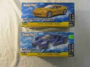lot 96 image: 2-Revell-SnapTite Plastic Model Car Kits,1-2014 Corvette Stingray And 1-2017 Ford GT