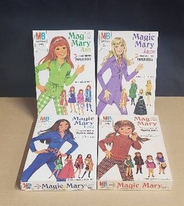 lot 27 image: Lot of 4 Magic Mary Magnetic Paper Dolls - Mary, Lou, Jane, and Ann