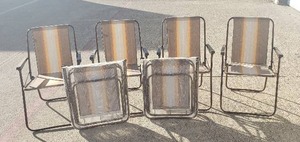 lot 46 image: Lot of 6 Rare & Vintage Keysheen Steentex Folding RV Chairs - 2 Unopened