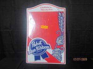 lot 43 image: PABST BLUE RIBBON BEER TIN SIGN 34 X 22