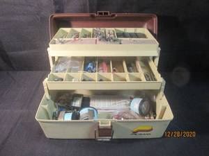 lot 165 image: PLANO TACKLE BOX WITH ELECTRICAL PARTS