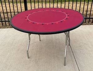 lot 9 image: Round Poker Table with Red Felt