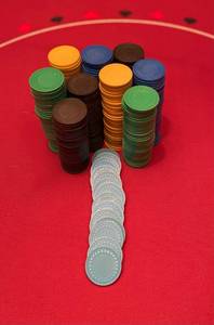 lot 99 image: Multi Color Roulette Chips (345 TOTAL)
