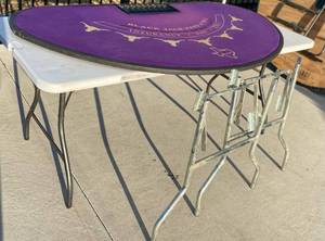 lot 111 image: Full Size Blackjack Table (legs need to be attached) Purple top