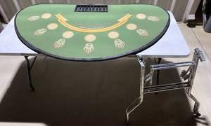 lot 117 image: Full Size Blackjack Table (legs need to be attached) Green top
