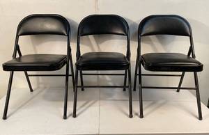 lot 163 image: 3 Leather Folding Chairs