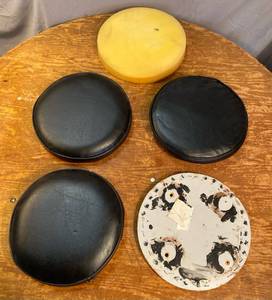 lot 198 image: 3 Covered Stool Seats and Parts