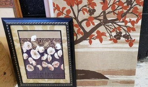 lot 102 image: Canvas Tree Wall Art and Framed Flower Print