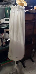 lot 66 image: Column Floor Lamp with Cloth Shade and Floor Power Button