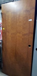 lot 76 image: Interior Solid Wood Door 36x80 Approx. with frame and metal hinges