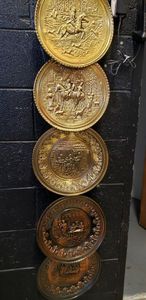 lot 72 image: Hanging Metal Wall Plates, One Unit